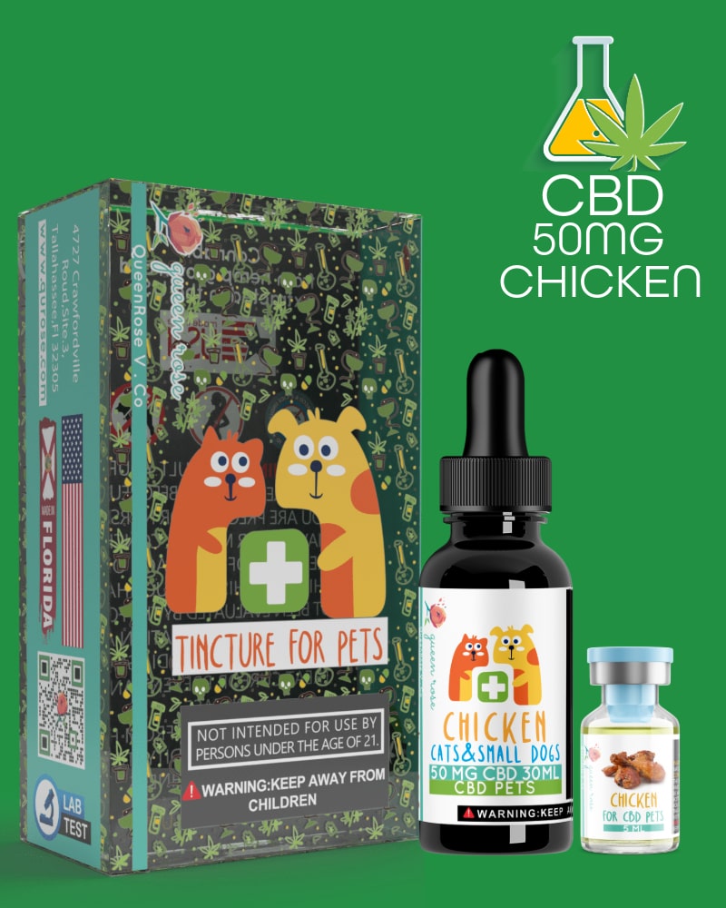 50 MG CBD Tincture ( Cats & Small Dogs) Chicken for Pets ( 1 - 10 ) Lbs   30 Ml