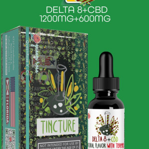 DELTA 8 (1200 MG) + CBD ( 600 MG)  Tincture With Live Resin 30 Ml