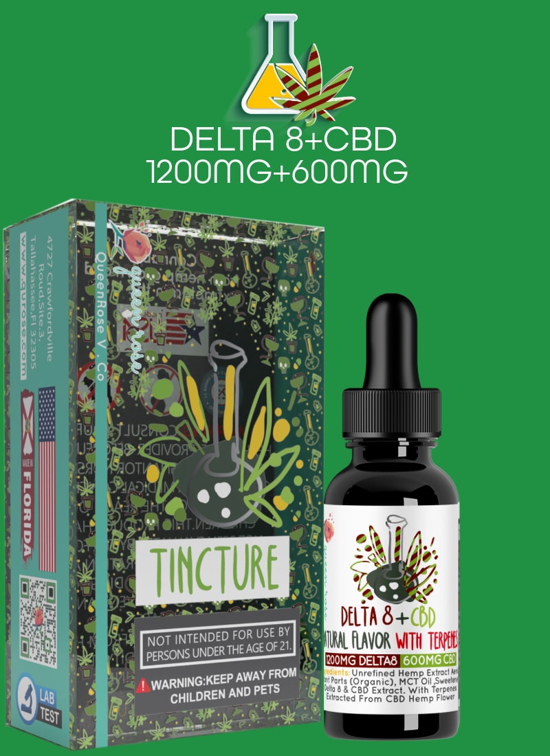 DELTA 8 (1200 MG) + CBD ( 600 MG)  Tincture With Live Resin 30 Ml