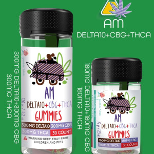 AM { THCA + DELTA 10  + CBG } GUMMEIS With Live resin 18 Count 25 OZ & 30 Count OZ  FOR Morning