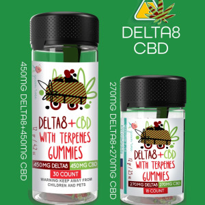 DELTA 8 + CBD GUMMEIS With Live Resin 18 Count 25 OZ  &  30 Count 42 OZ