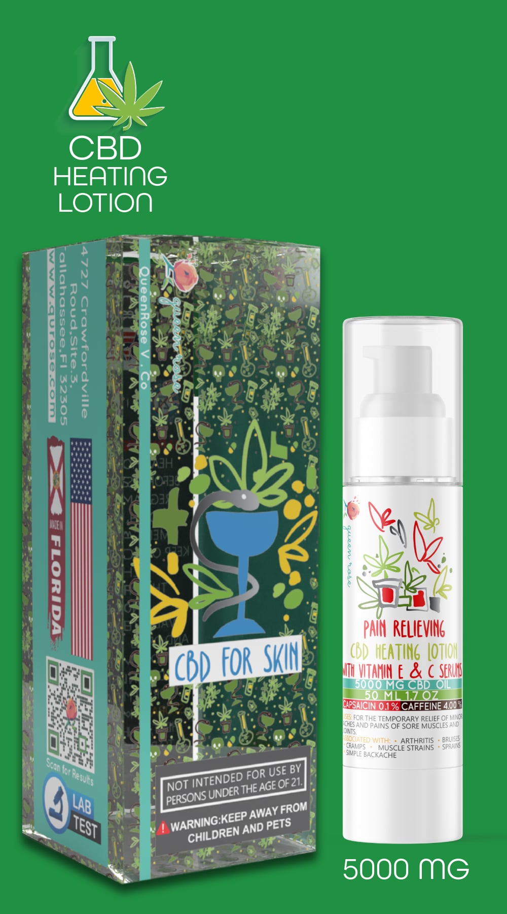 5000 Mg CBD Heating Lotion Pain Relieving 50 Ml