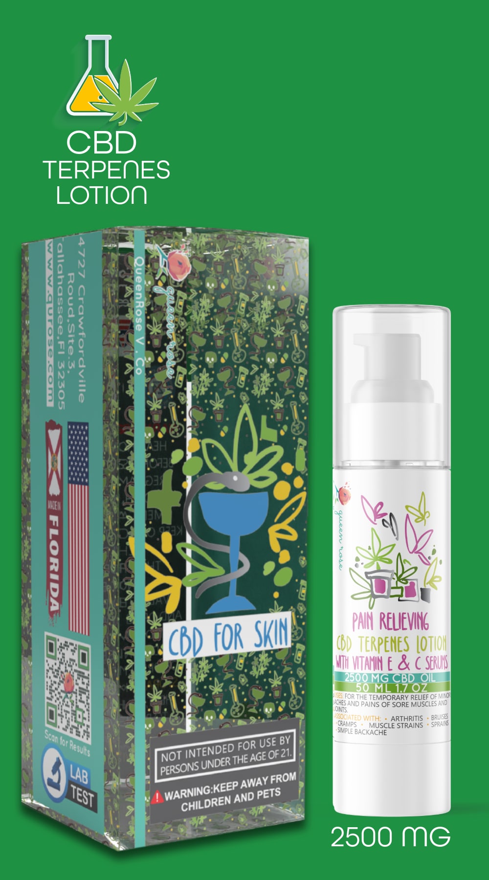 2500 Mg CBD TERPENES Lotion Pain Relieving 50 Ml