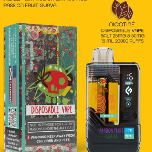 PASSION FRUIT GUAVA  20000 PUFFS VAPE NICOTINE SALT WITH ICE OR WITHOUT ICE 15 ML NO:35