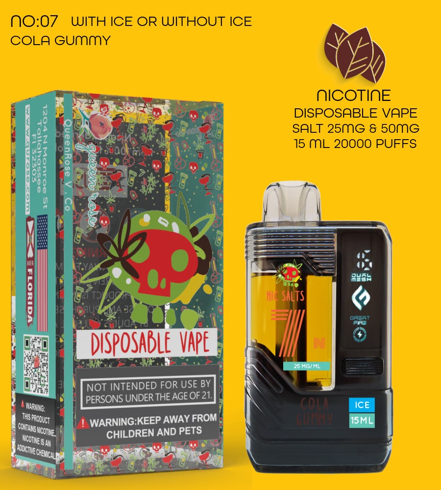 COLA GUMMY 20000 PUFFS VAPE NICOTINE SALT WITH ICE OR WITHOUT ICE 15 ML NO:07