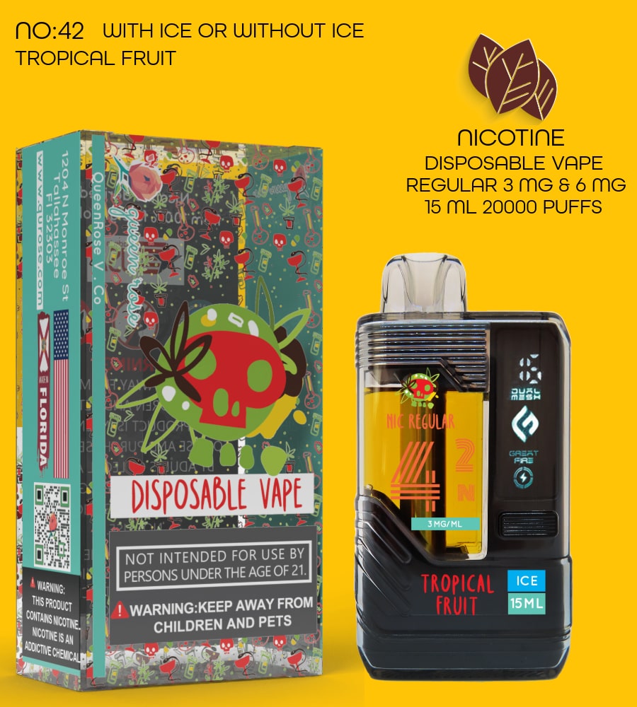 TROPICAL FRUIT  20000 PUFFS  VAPE NICOTINE REGULAR WITH ICE OR WITHOUT ICE   15 ML NO:42