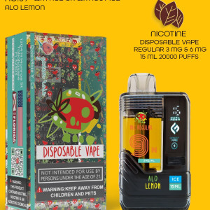 ALO LEMON  20000 PUFFS VAPE NICOTINE REGULAR WITH ICE OR WITHOUT ICE 15 ML NO:09