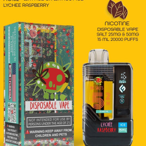 LYCHEE RASPBERRY  20000 PUFFS  VAPE NICOTINE SALT WITH ICE OR WITHOUT ICE   15 ML NO:52