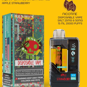 APPLE STRAWBERRY  20000 PUFFS  VAPE NICOTINE SALT WITH ICE OR WITHOUT ICE   15 ML NO:44 OK