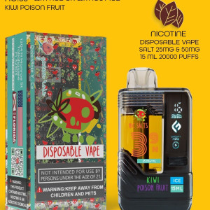 LYCHEE KIWI  20000 PUFFS VAPE NICOTINE SALT WITH ICE OR WITHOUT ICE 15 ML NO:38