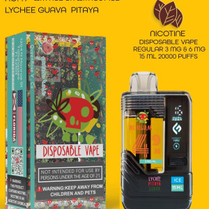 LYCHEE GUAVA  PITAYA  20000 PUFFS  VAPE NICOTINE REGULAR WITH ICE OR WITHOUT ICE   15 ML NO:49