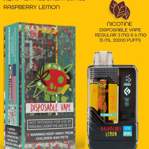 RASPBERRY LEMON  20000 PUFFS  VAPE NICOTINE REGULAR WITH ICE OR WITHOUT ICE   15 ML NO:47