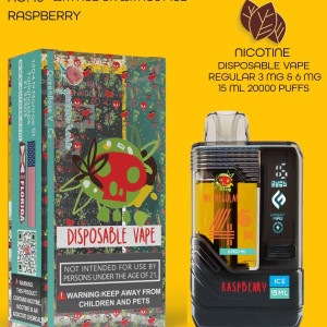RASPBERRY  20000 PUFFS  VAPE NICOTINE REGULAR WITH ICE OR WITHOUT ICE   15 ML NO:46