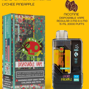 LYCHEE PINEAPPLE  20000 PUFFS  VAPE NICOTINE REGULAR WITH ICE OR WITHOUT ICE   15 ML NO:43
