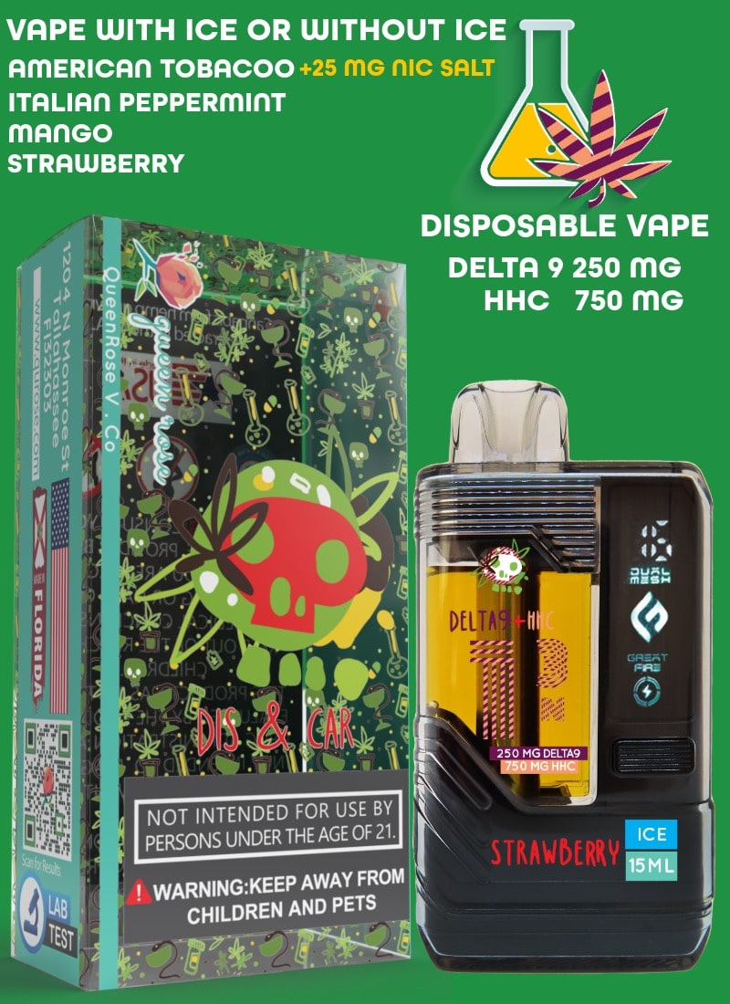 WATER-BASED VAPE  HHC (750 MG) + DELTA9 (750 MG)  20000 PUFFS WITH ICE OR WITHOUT ICE 15 ML