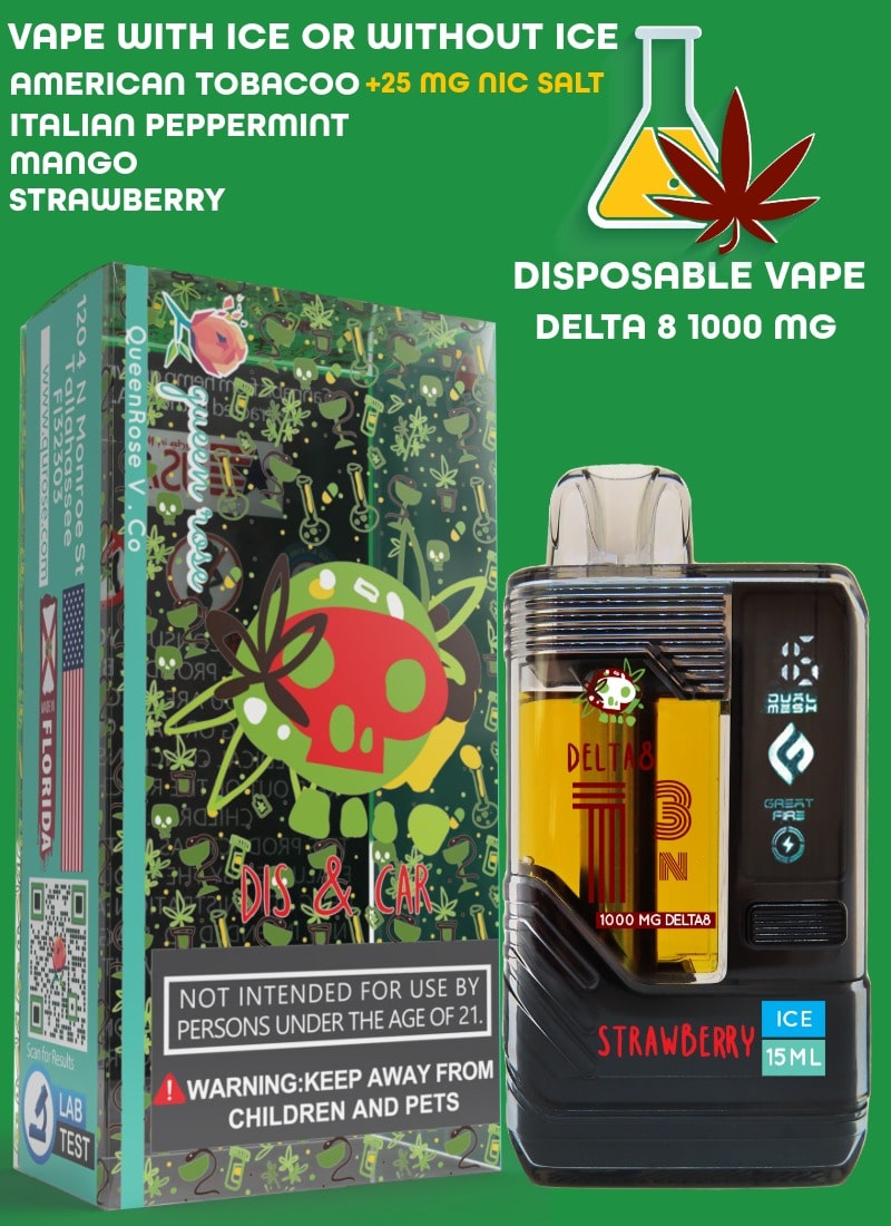 WATER-BASED VAPE DELTA8 (1000 MG) 20000 PUFFS WITH ICE OR WITHOUT ICE 15 ML