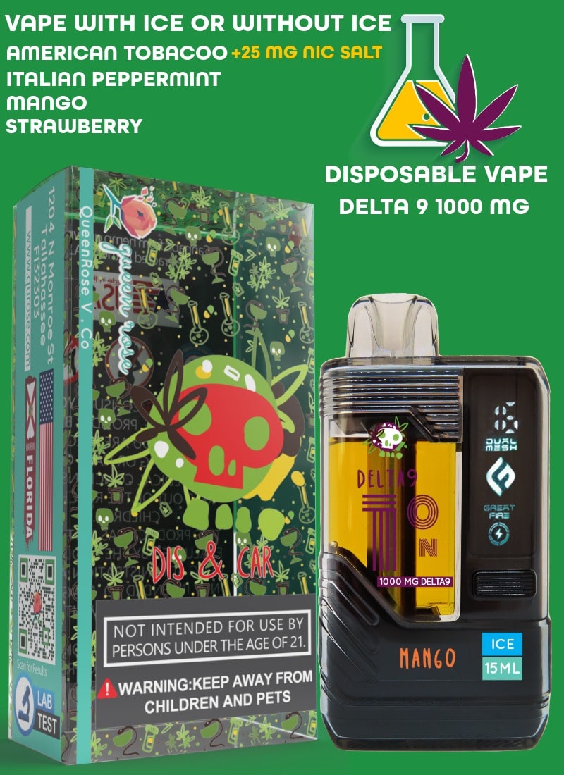 WATER-BASED VAPE DELTA 9 (1000 MG) 20000 PUFFS WITH ICE OR WITHOUT ICE 15 ML