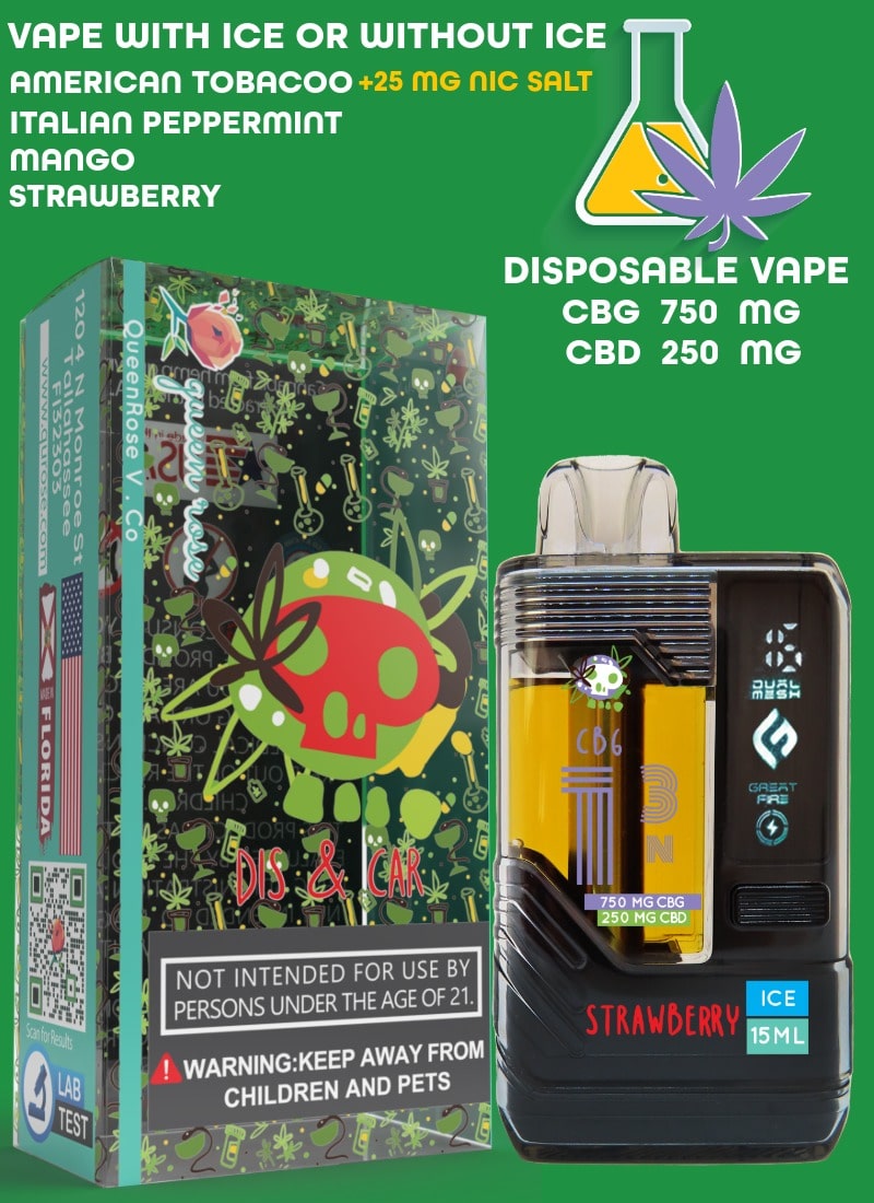 WATER-BASED VAPE CBG (750 MG) + CBD (250 MG) 20000 PUFFS  WITH ICE OR WITHOUT ICE 15 ML
