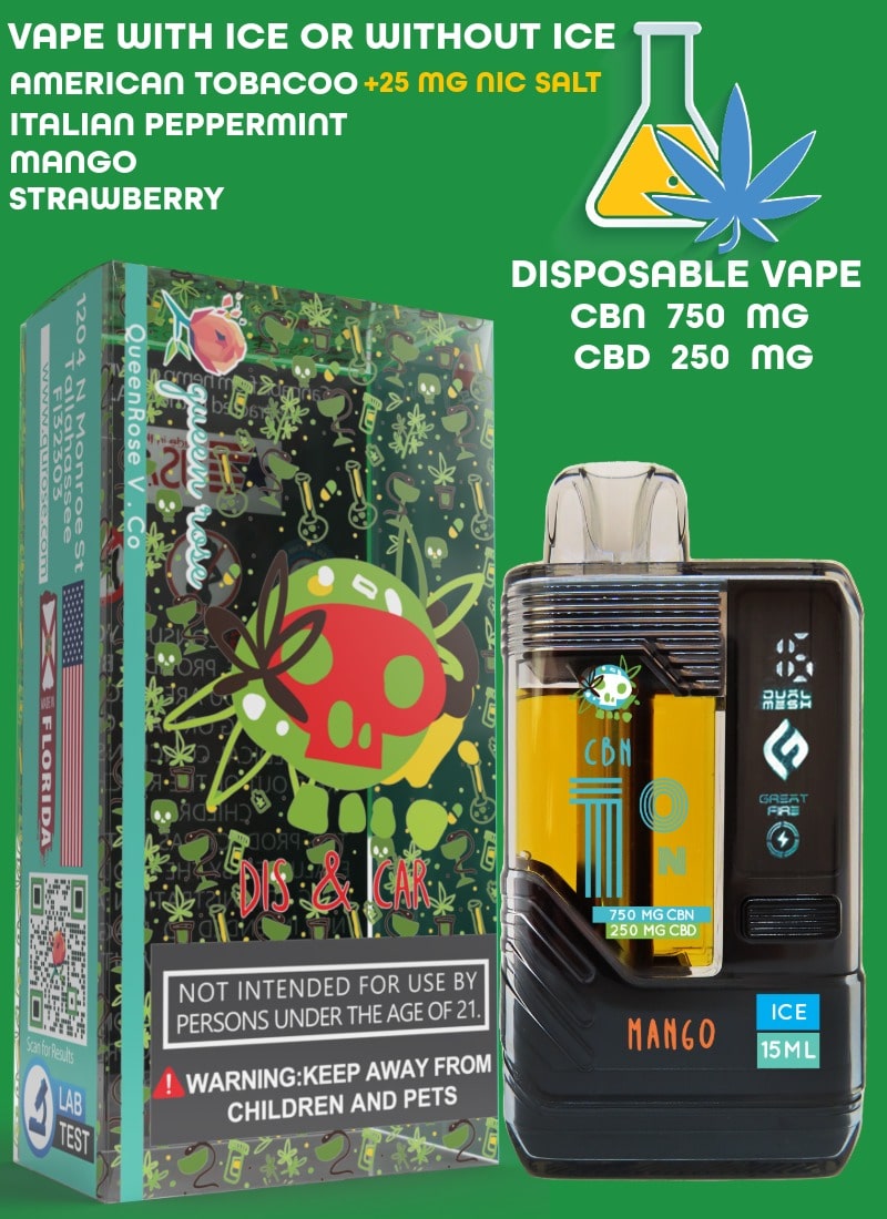 WATER-BASED VAPE CBN (750 MG) + CBD (250 MG) 20000 PUFFS  WITH ICE OR WITHOUT ICE 15 ML