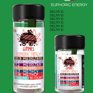 EUPHORIC ENERGY GUMMEIS With Live Resin 18 Count 25 OZ & 30 Count 42 OZ